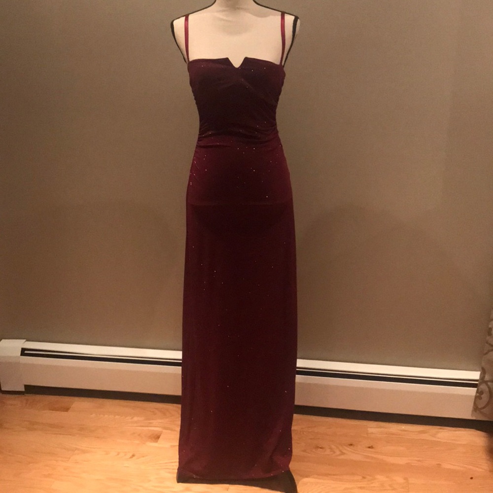 City Triangles Maroon Strappy Prom Dress